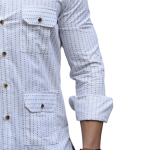 White-Dotted Hunting Style Shirt | Premium Men's Sportswear | Classic Outdoor Design | Comfortable Cotton Fabric | Size 36-44